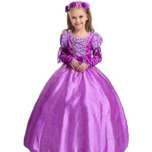 open lace back dress New Princess Girl Sofia Costume Dresses for Party Holiday Birthday Cosplay main image 1